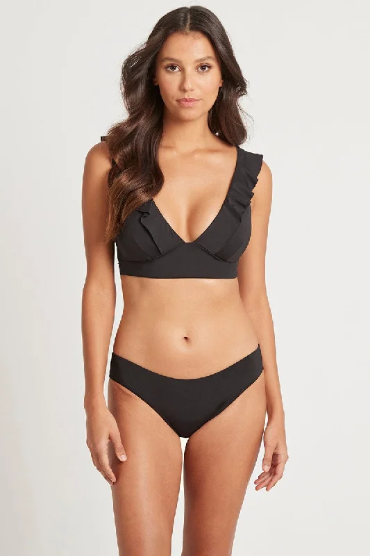 Citron Twist Sports Bra for Daily -Eco Frill Bra Top Black