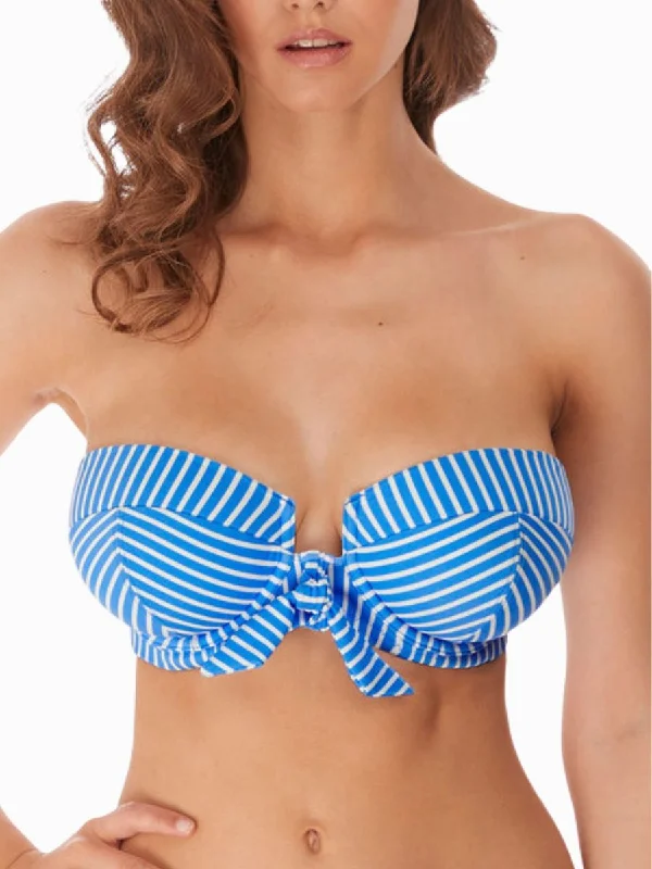 Neck-fit swimwear -Beach Hut Bandeau Bikini Top - Blue Moon