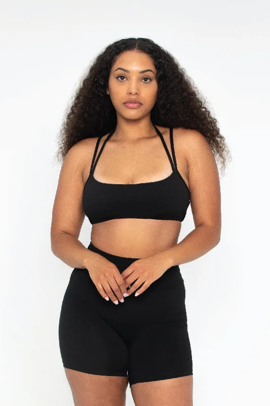 Bounce Shield Sports Bra for Activity -Double Strap Bra - Black