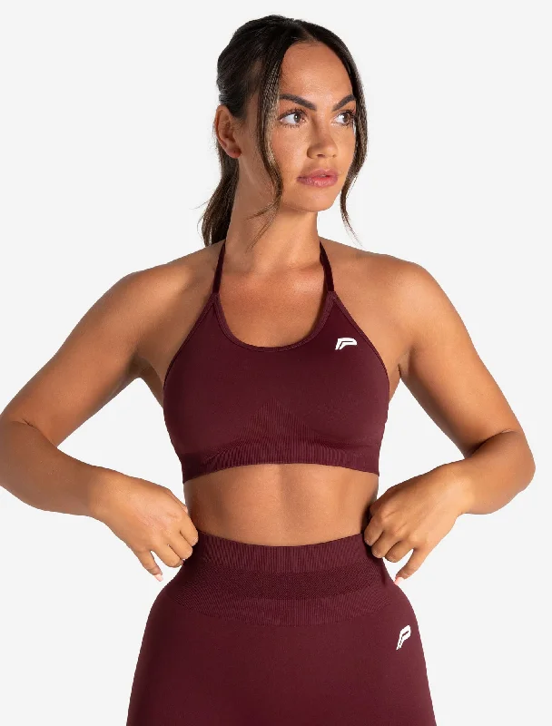 Pine Rugged Sports Bra for Support -Scrunch Seamless Sports Bra - Dark Cherry