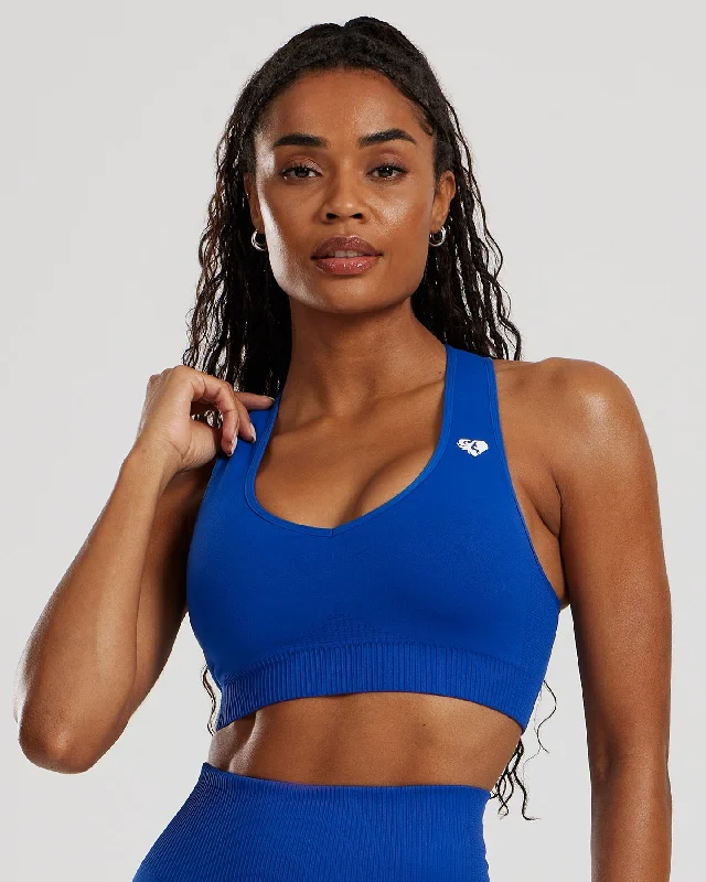 Violet Plush Sports Bra for Multi-Use -Power Seamless Sweetheart Bra | Galactic Blue