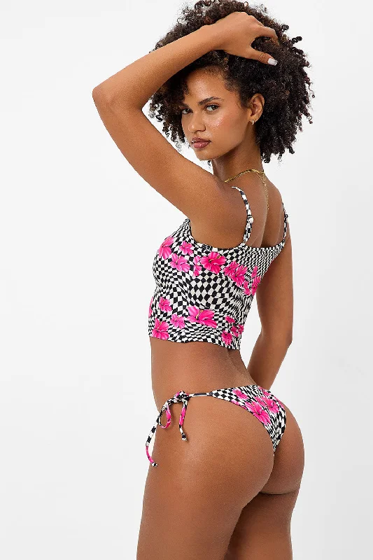 Black fit swimwear -Keira Shine Cheeky Bikini Bottom - Black Morrison Hibiscus