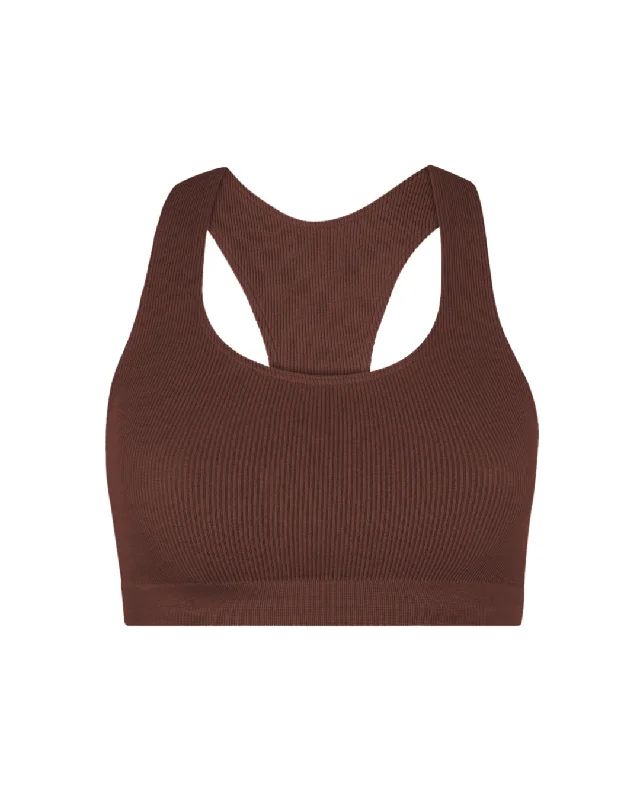 Plum Emerald Sports Bra for Freedom -RIBBED ELATED Bra Top | Maroon