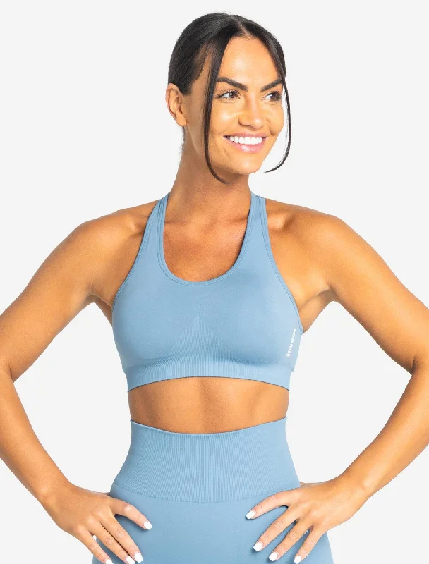 Stretch Weave Sports Bra for Flexibility -Move Seamless Sports Bra - Sky Blue