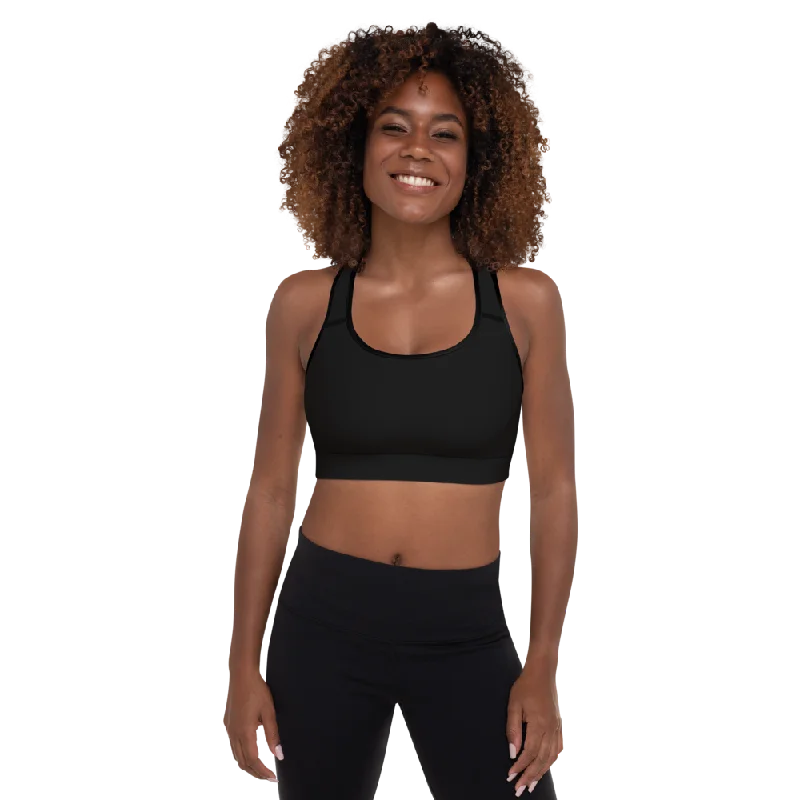 Citron Feather Sports Bra for Look -Solid Black Womens Padded Sports Bra