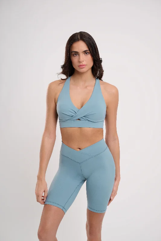 Graphite Quick Sports Bra for Motion -Iris Wrap Bra Sky Blue