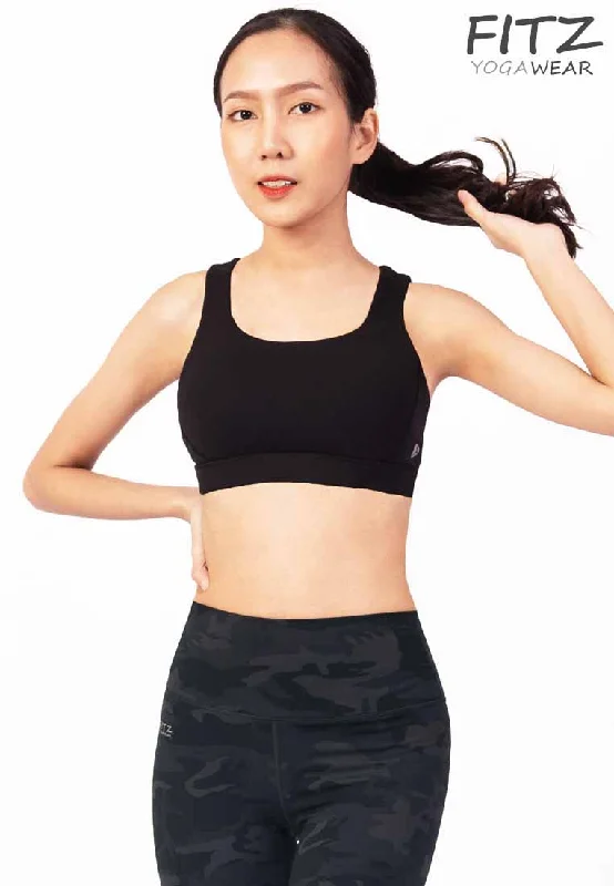 Violet Streamline Sports Bra for Design -สปอร์ตบรา บราโยคะ บราออกกำลังกาย Fitz - SixPower Bra - Black