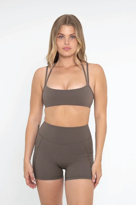 Dynamic Core Sports Bra for Cardio -Double Strap Bra - Walnut