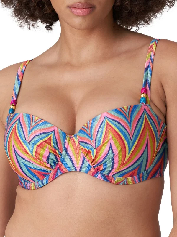 Purple core swimwear -Kea Balcony Bikini Top - Rainbow Paradise