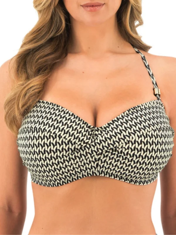 Sport-fit swimwear -Koh Lipe Twist Bandeau Bikini Top - Black & Cream