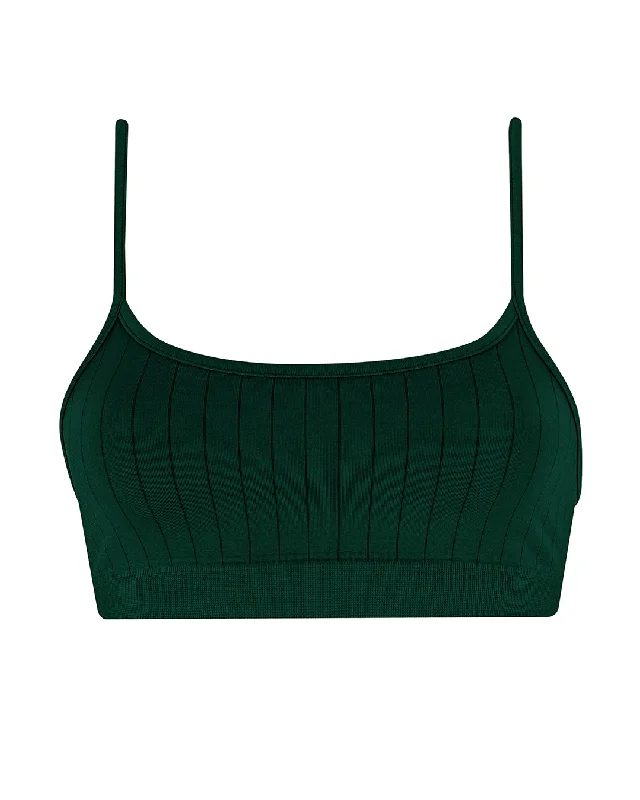 Navy Zen Sports Bra for Training -FLAT RIBBED SINCERE Bikini Bra Top | Dark Green