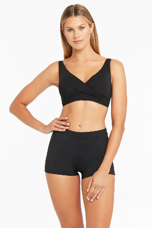 Pine Rugged Sports Bra for Support -Eco Black Cross Front Bra