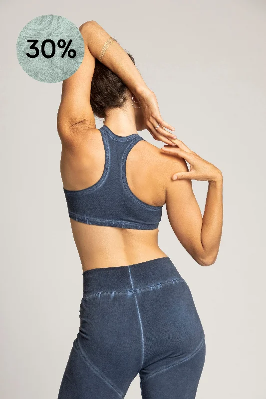 Stripe Plum Sports Bra for Pattern -Stonewash Racer-Back Bra