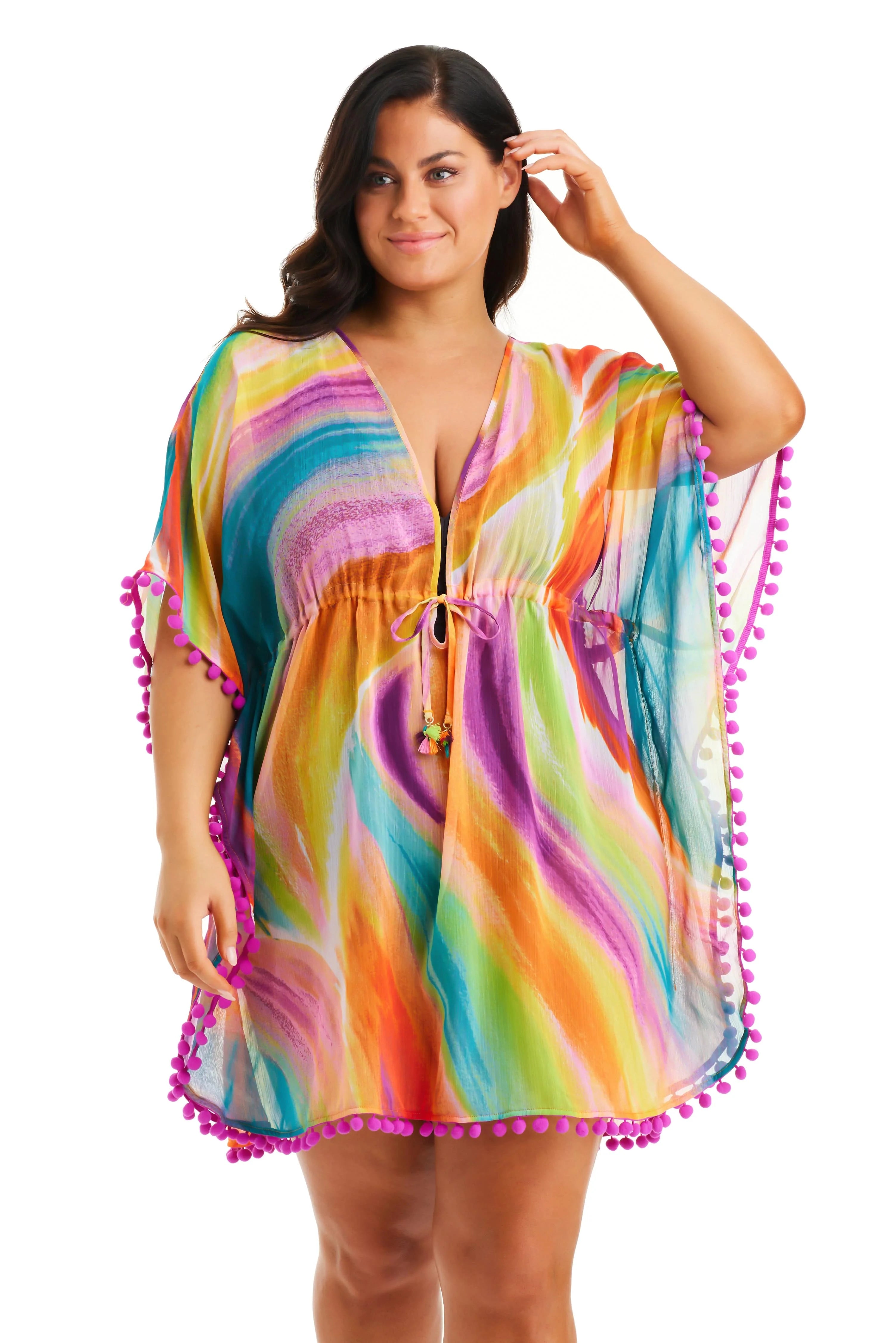 Cup-core swimwear -Bleu Rod Beattie Plus Splash Out Caftan Cover Up