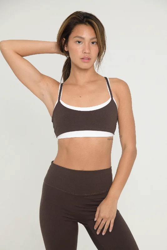 Blush Snap-On Sports Bra for Style -Layered Bra - Espresso