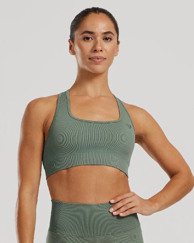 Navy Glide Sports Bra for Luxury -Motion Seamless Racer Back Bra | Sage