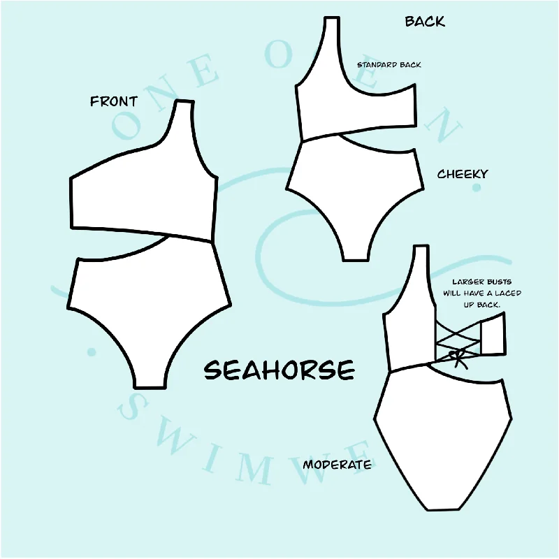 Smooth-fit swimwear -Seahorse Reversible One Piece