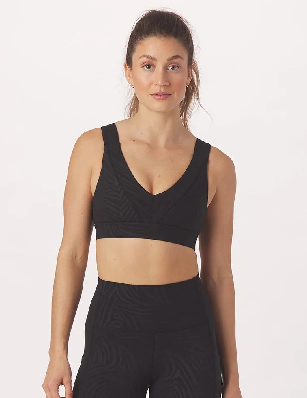 Navy Versa Sports Bra for Durability -Tide Bra: Black Zebra Gloss