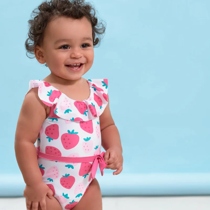 Men’s core swimwear -Baby & Toddler Girls UPF 50+ Strawberry One-Piece Swimsuit With Ruffle