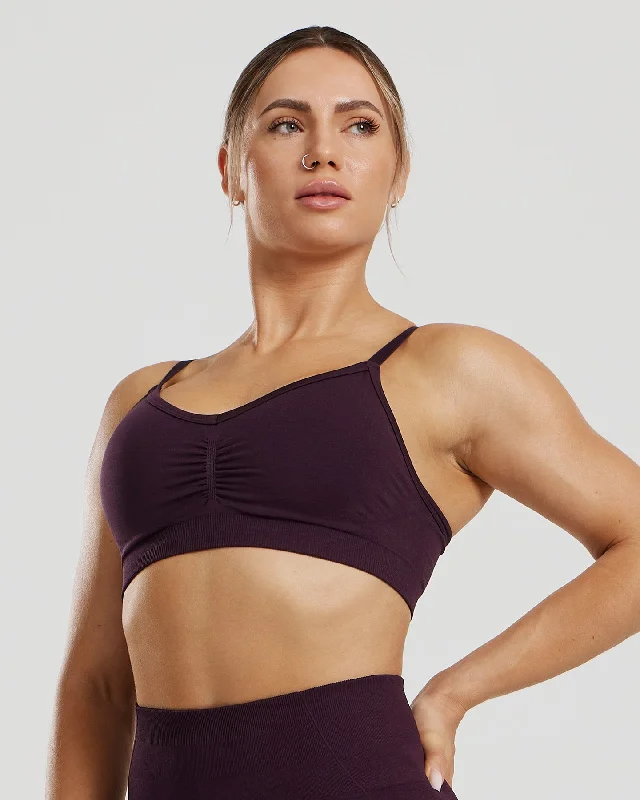 Firm Turquoise Sports Bra for Confidence -Define 2.0 Seamless Scrunch Bralette | Midnight Plum