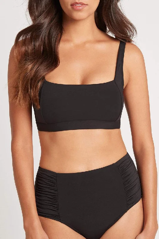 Quick Pulse Sports Bra for Sweat -Eco Square Neck Bra Black