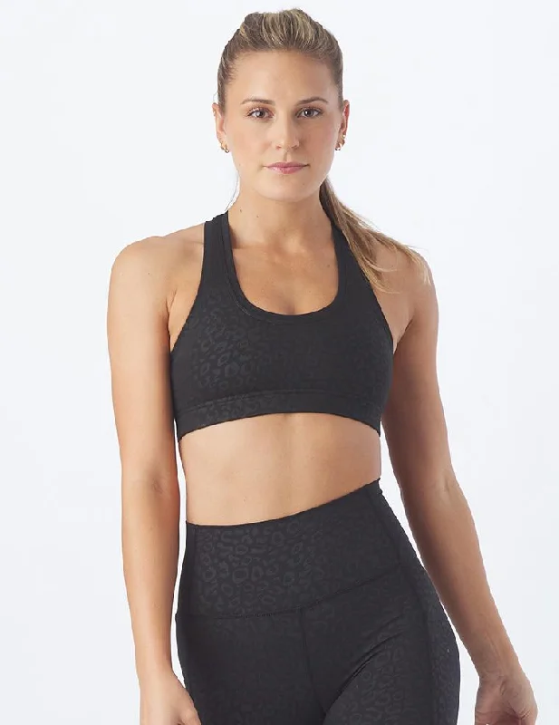 Pine Neon Sports Bra for Smoothness -Notch Bra: Black Leopard Gloss