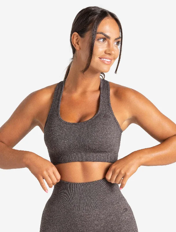 Impact Shield Sports Bra for HIIT -Core Seamless Sports Bra - Brown Marl