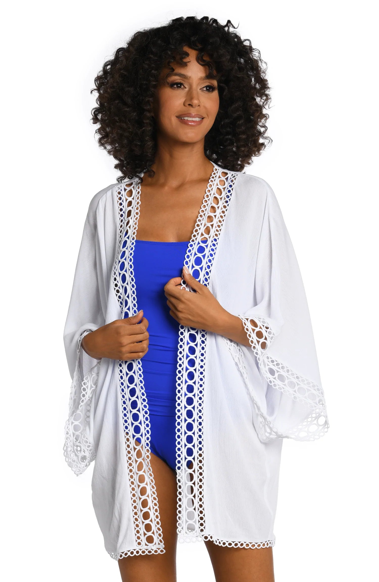 Race-core swimwear -La Blanca Illusion Covers White Kimono