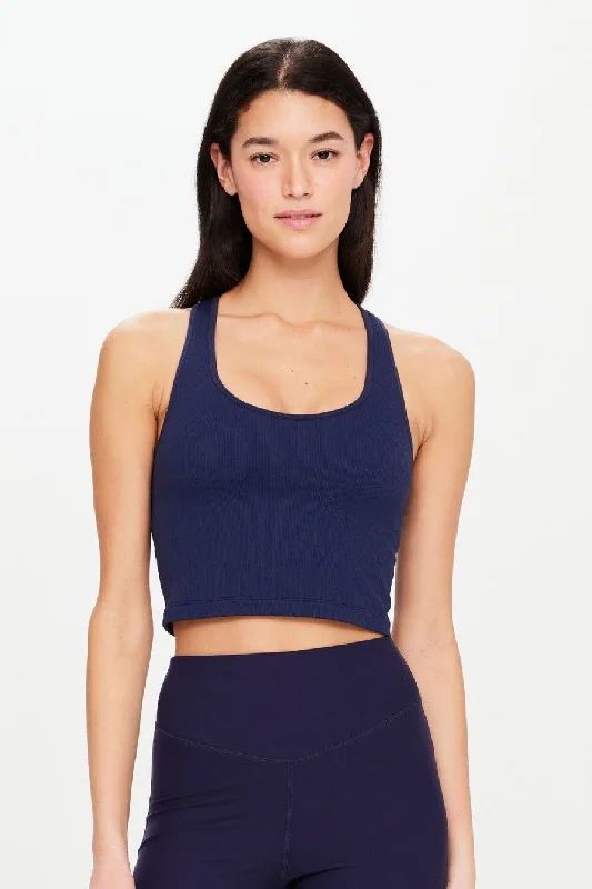 Plum Smooth Sports Top for Freedom -Balance Seamless Molly Crop | Navy