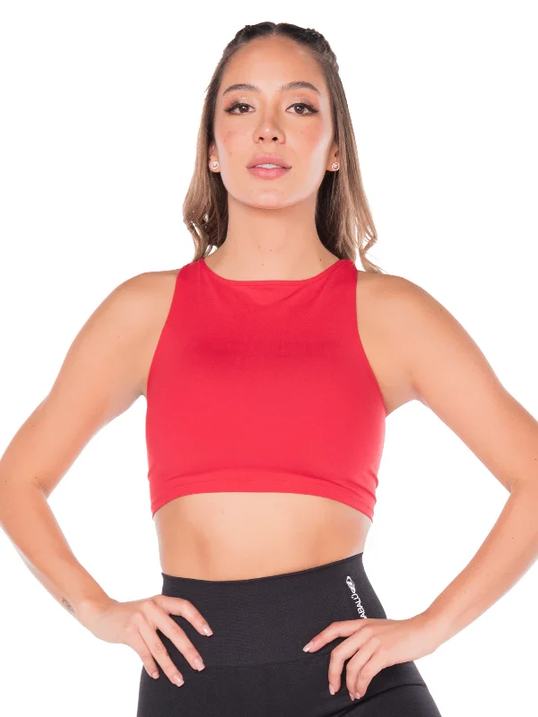 Emerald Graphite Sports Top for Stretch -Basic Crop Top Bali - Red