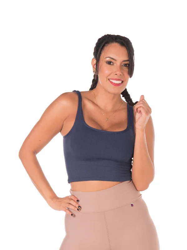 Blush Warm Sports Top for Pilates -Basic Crop Top Lazio - Dark Blue