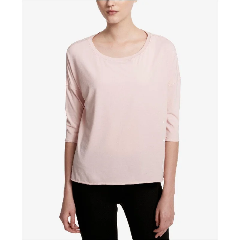 Coral Vent Sports Top for Summer -Calvin Klein Performance Women's Logo Dolman-Sleeve Top Pink, Small - White - S (4 - 6)