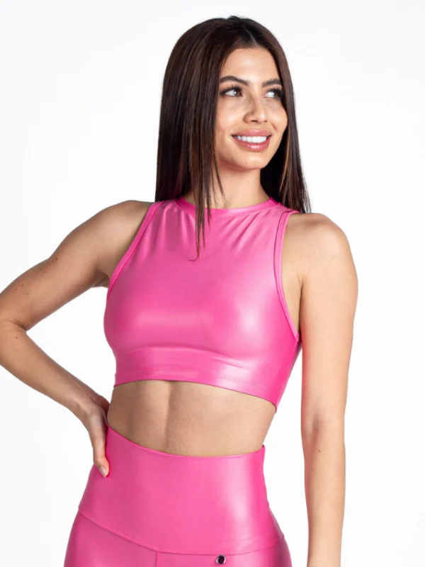 Coral Turquoise Sports Top for Versatility -Vibes Cropped Top-Pink