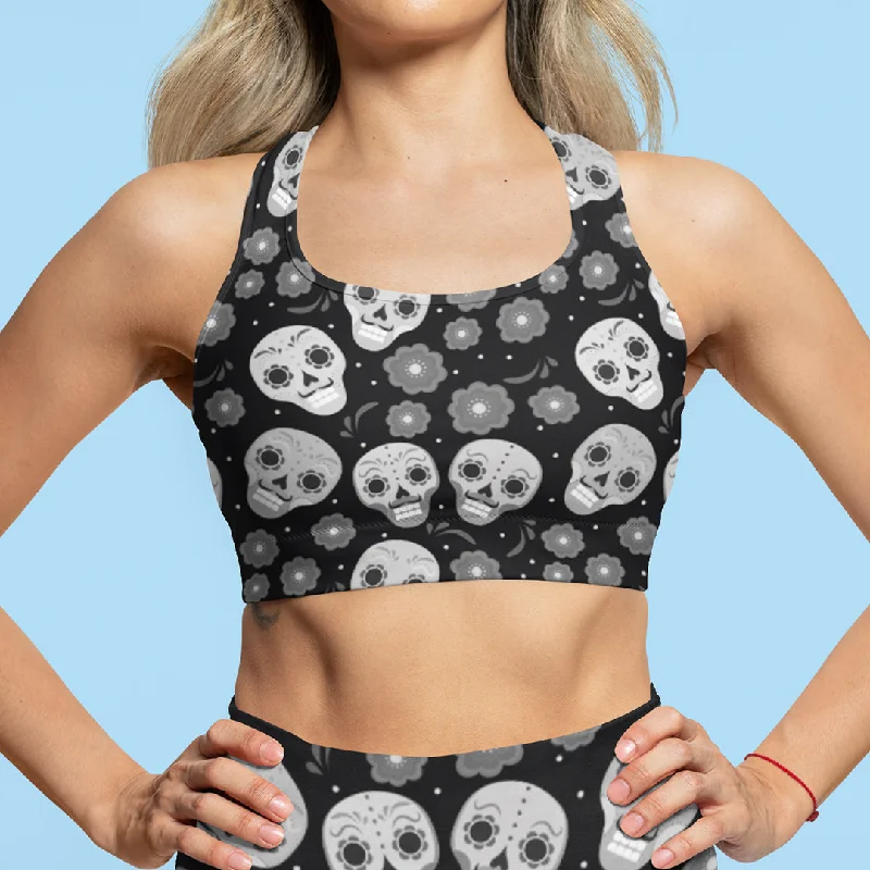 Coral Turquoise Sports Top for Versatility -Cropped Top | Black Skulls