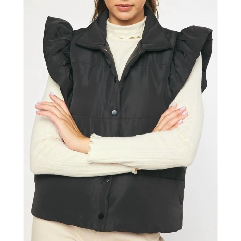 Calm Pulse Sports Top for Daily Wear -Entro - Flutter Sleeve Puffer Vest