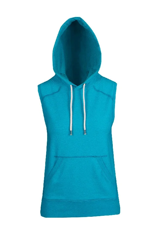 Graphite Slip Sports Top for Ease -Ladies Heather Sleeveless Hoodie - Jade