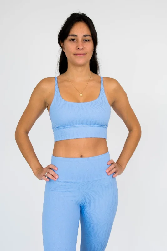 Navy Citron Sports Top for Strength -Sky Navuna Shiny Tiger Crop Top