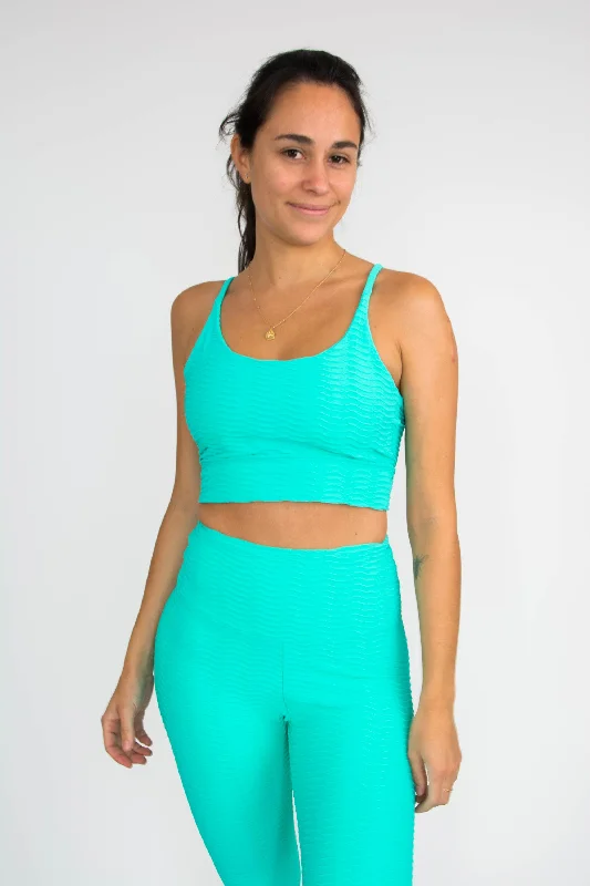 Turquoise Emerald Sports Top for Air -Mint Navuna Strap Crop Top