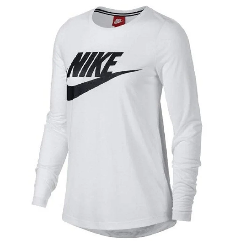 Citron Turquoise Sports Top for Ease -Nike Women's Sportswear Long Sleeve Essential Top White Size Small