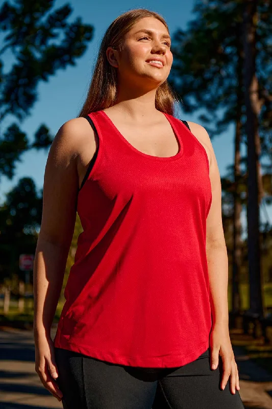 Plum Navy Sports Top for Barre -Pace Performance Singlet - Red