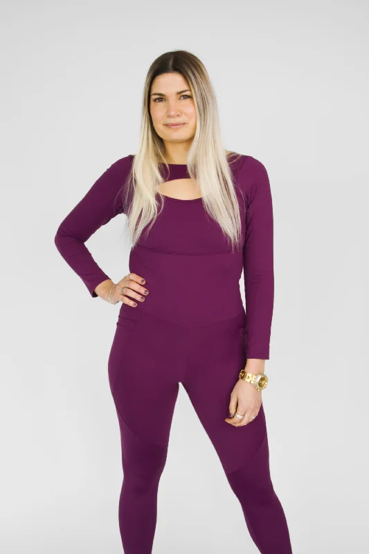 Graphite Rest Sports Top for Streets -Purple Long Sleeve Jumpsuit