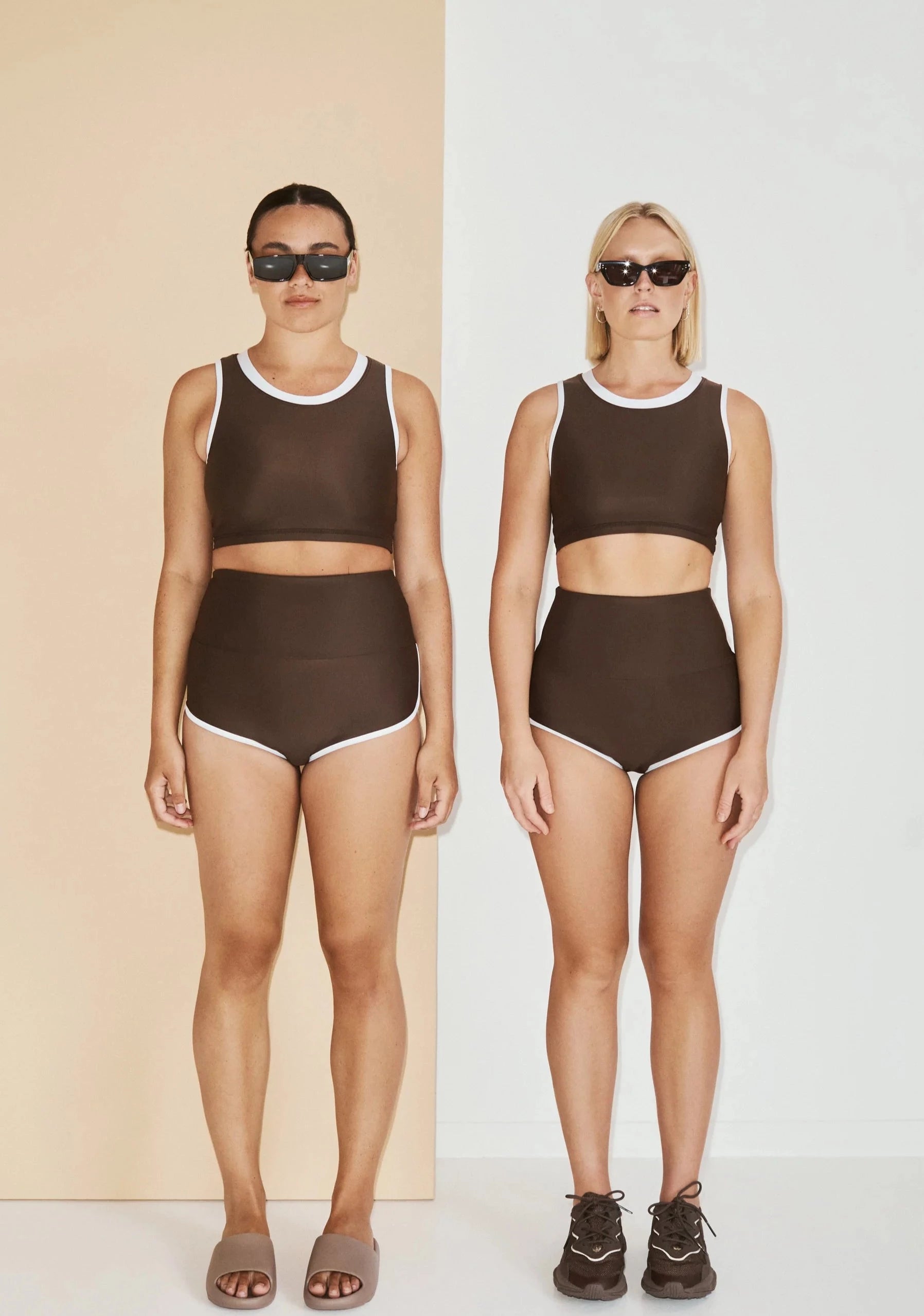 Wide Flex Sports Top for Comfort -Surf Crop - Coffee