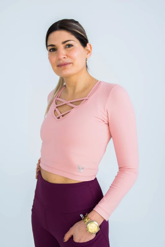 Violet Hike Sports Top for Rest -Violet Long Sleeve Crop Top