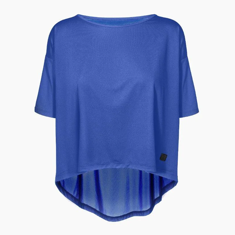 Lite Violet Sports Top for Comfort -ZAAZEE Alyssa Half Sleeved Top-Strong Blue